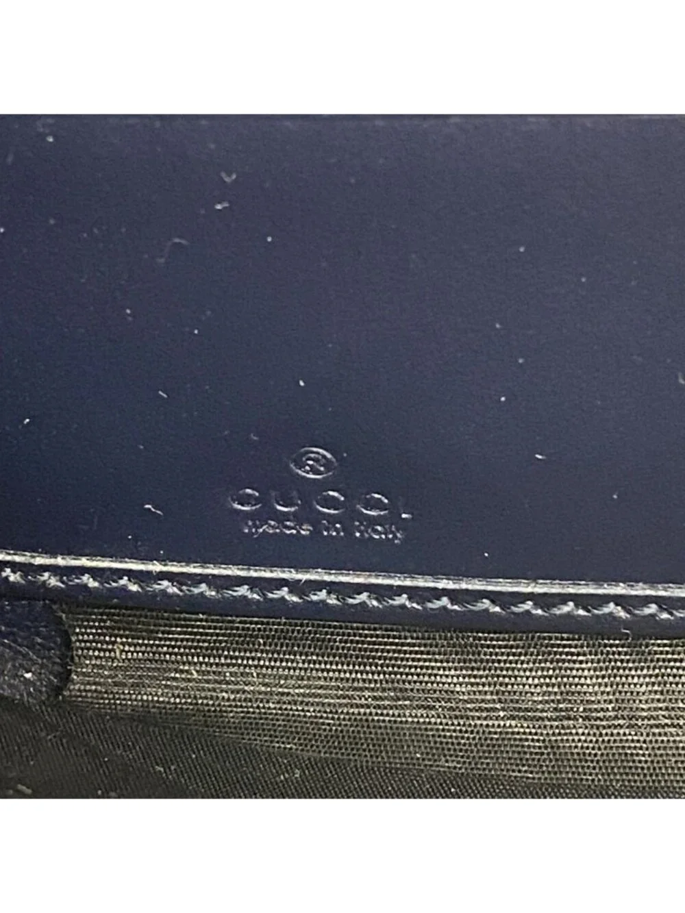 ★SOLD★ Gucci Wallet Horsebit Canvas Navy Beige Gold - Picture 4 of 8